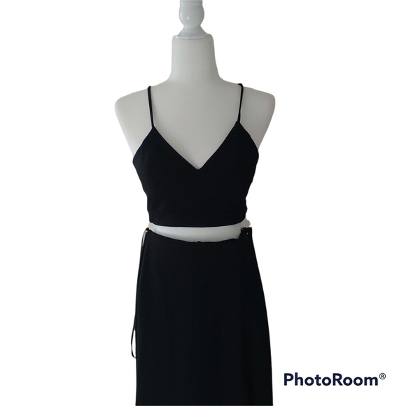 NEW B. Darlin Black 2 Piece Prom Formal Gown Razorback Evening Sz 3/4 - Picture 3 of 11